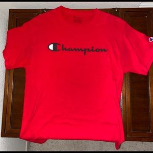 Champion Red Script Logo Short Sleeve Tee - M